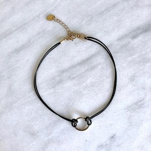 Zara gold and leather choker